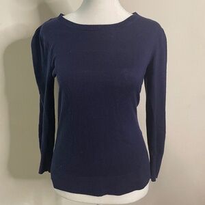 The Loft Navy Blouse with Eyelets